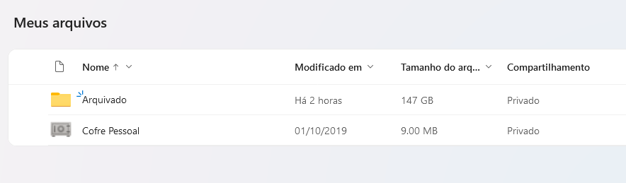 Raiz do onedrive após reestruturação